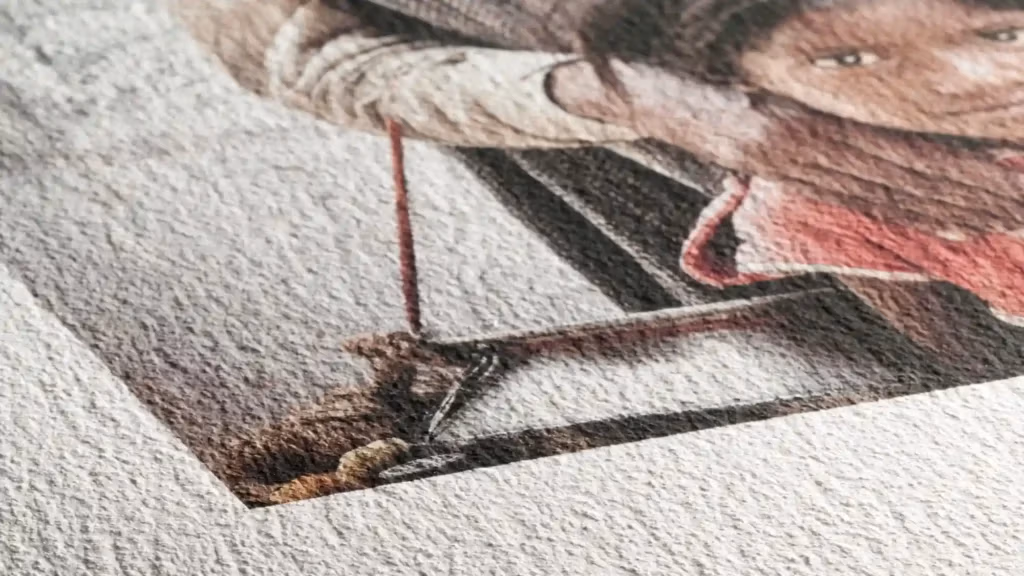 Exemplo de superfície do papel Hahnemühle William Turner para impressão fine art